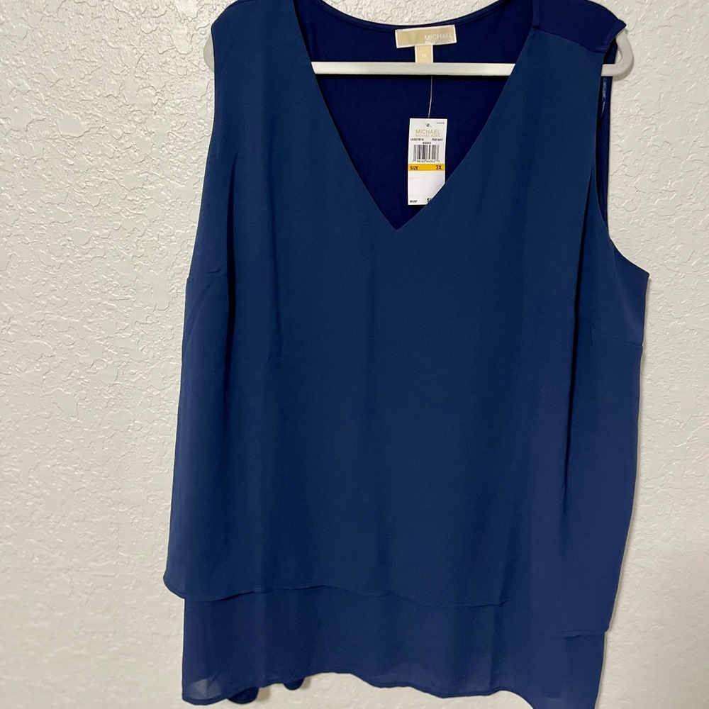 MICHAEL Michael Kors Deep Blue V-Neck Blouse